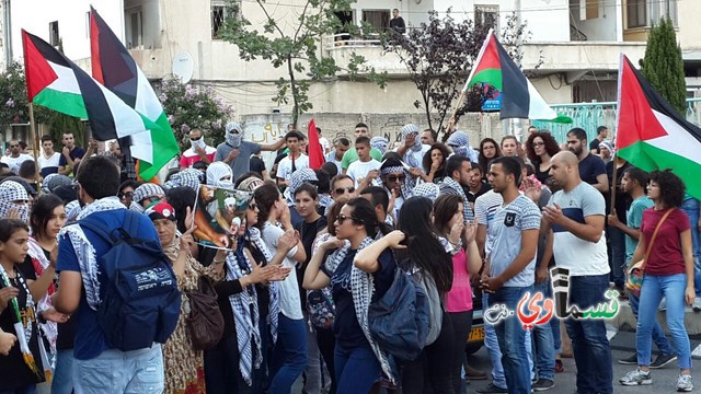 الناصرة : إطلاق قنابل الغاز المسيل للدموع وإعتقال 6 شبان في المظاهرة التضامنية مع غزة